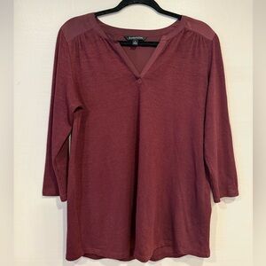 41 Hawthorn V-Neck Knit Top 3/4 Sleeve Burgundy Women's Size M